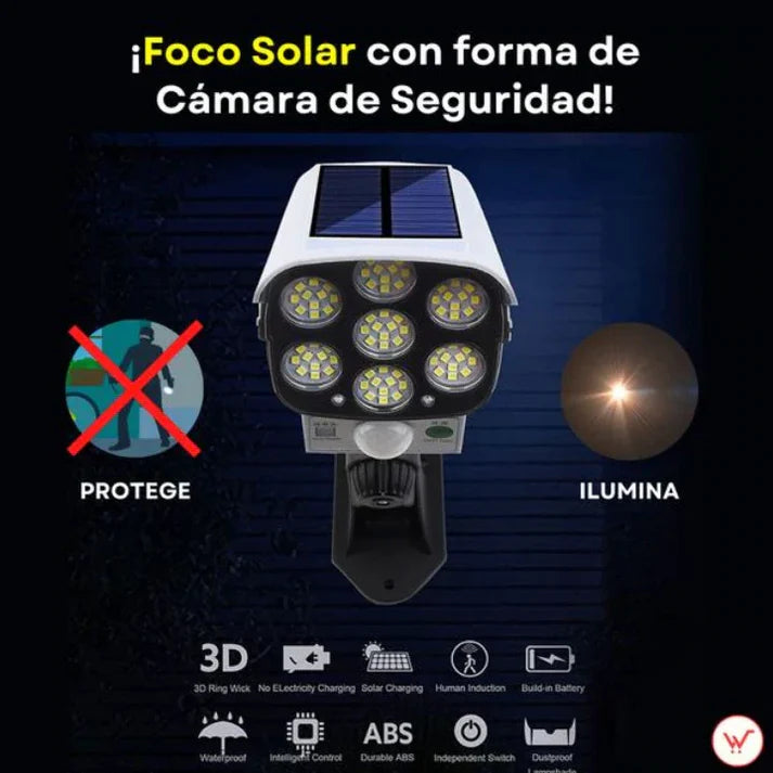 Foco solar con forma de cámara de seguridad