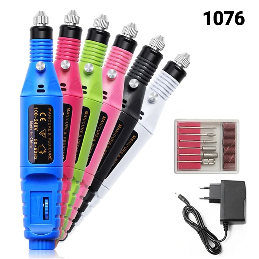 Torno eléctrico para uñas con kit de puntas intercambiables
